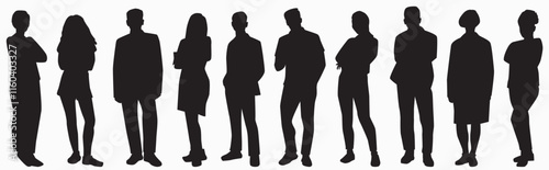 set of diverse people silhouette vector illustration