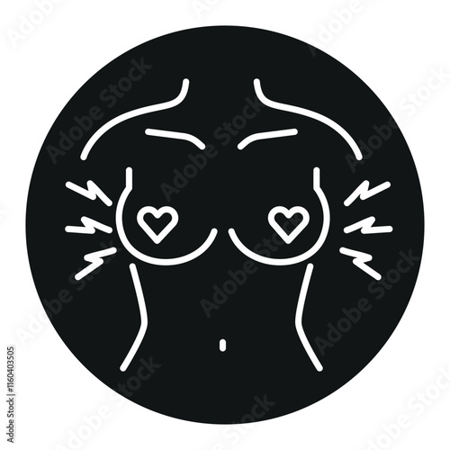 Breast swelling line black icon. Premenstrual syndrome. Sign for web page, mobile app, button, logo. Vector isolated button.