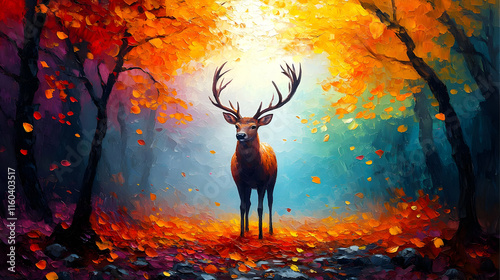 Majestic Deer Stands in Aut...