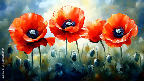 Red Poppies Bloom Beautiful...
