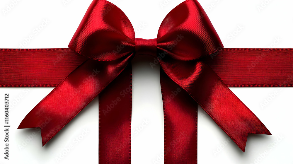 Red Ribbon Bow Decoration, Elegant Gift Wrap with Festive Flair Red Ribbon Bow Decoration, Elegant Gift Wrap with Festive Flair