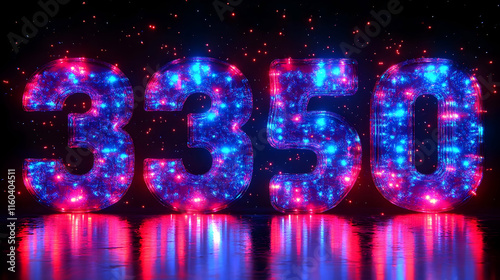 Neon Number 3350 Glowing Re...