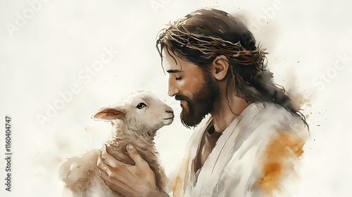 Man Holds Lamb with Love, C...