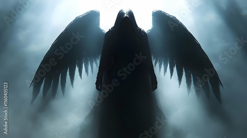 Dark Figure with Wings Emer...