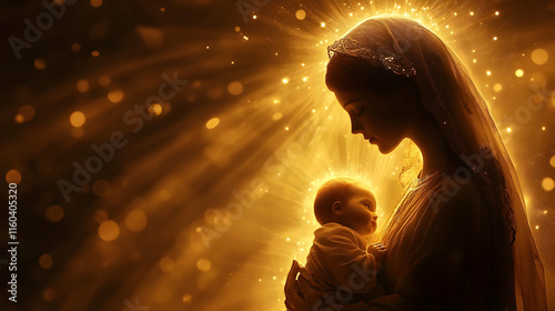 Mother Holds Child with Gol...