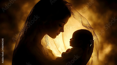 Mother Holds Baby in Warm L...