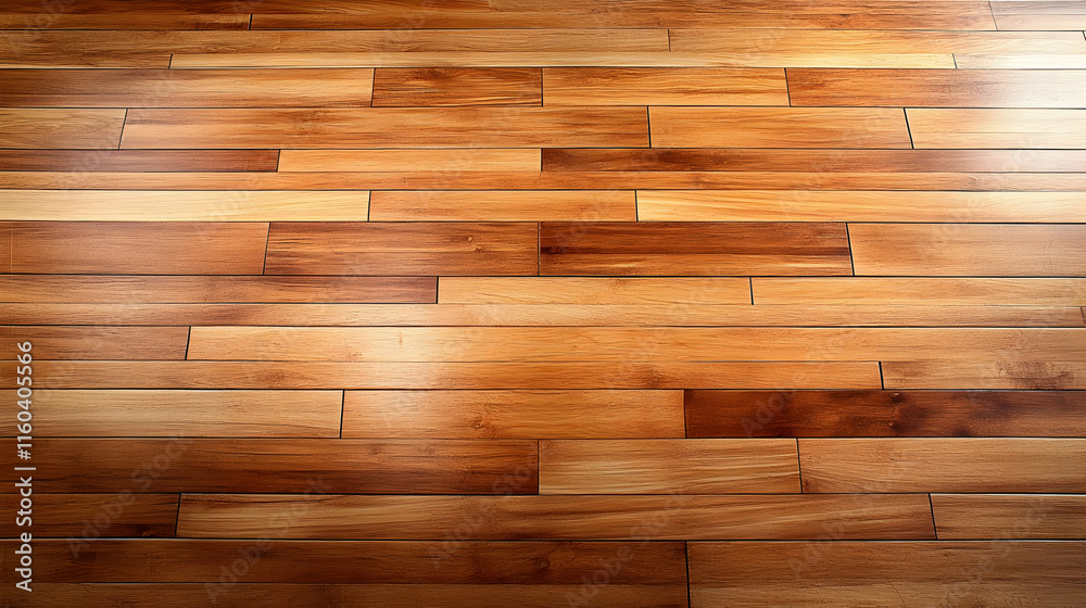 Polished Wood Floor Planks Gleam Under Soft Light, Showcasing Rich Grain and Warm Tones. Polished Wood Floor Planks Gleam Under Soft Light, Showcasing Rich Grain and Warm Tones.