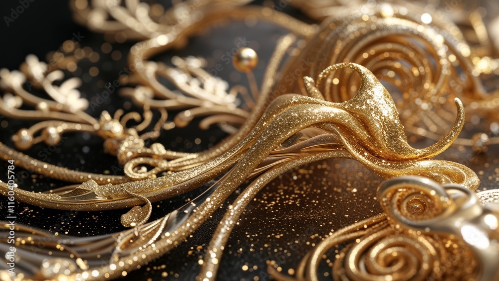 Obraz premium Abstract elegant, detailed gold glitter particles background