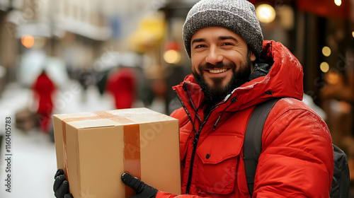 Delivery Man Carries Packag...
