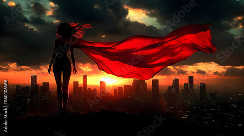 Woman Stands Above City wit...
