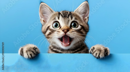 Cute Kitten Holds Blue Boar...