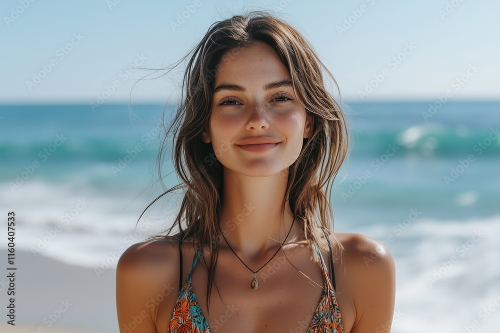 portrait of a woman on the beach smilling and look at camera. outdoors lifstyle potrait summer vacation. portrait of a woman on the beach smilling and look at camera. outdoors lifstyle potrait summer vacation.