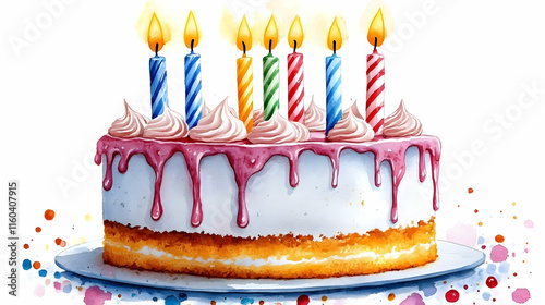 Watercolor Cake Decorated w...