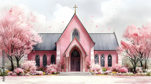 Pink Church Blossoms in Spr...