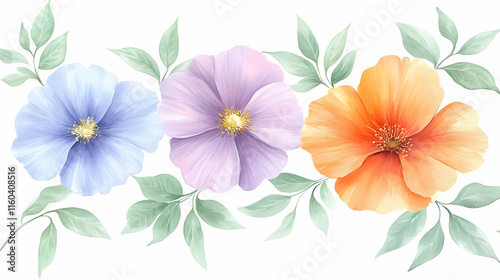 Flowers Bloom Beautifully with Leaves, Colorful Floral Arrangement
