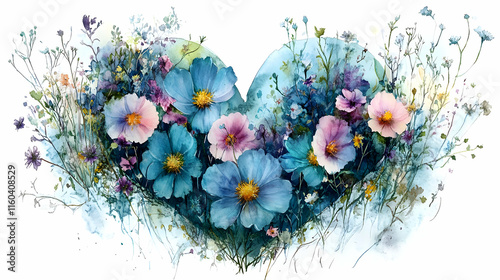 Blue Cosmos Flowers Bloom B...
