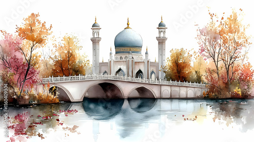 Mosque Reflects in Water wi...