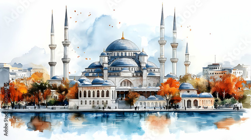 Mosque Reflects in Water wi...