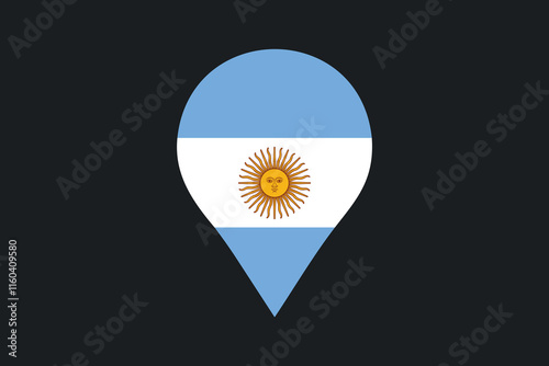 Argentina flag with location sign, Flag of Argentina national country symbol illustration Vector, Rectangle Argentina flag illustration, Flat vector illustration
