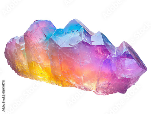 Vibrant Rainbow Iridescent Crystal Isolated on Transparent Background