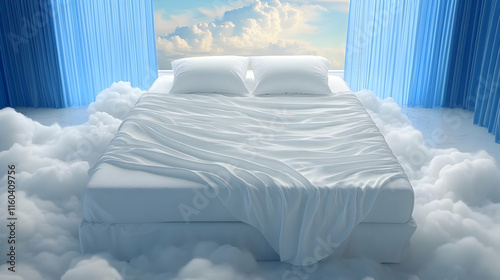 White Bed Floats on Clouds ...