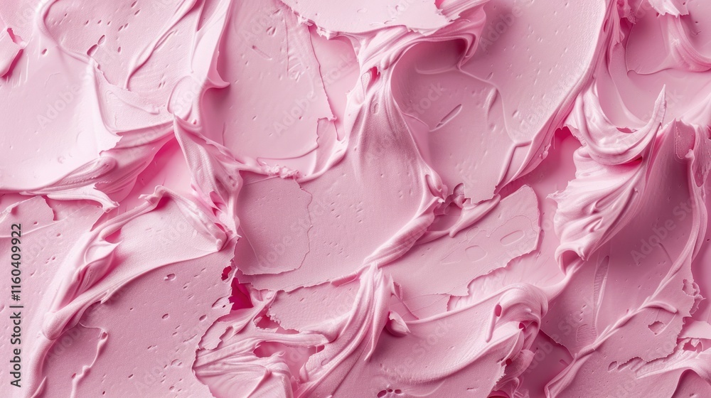 Obraz premium Pink frosting texture, thick and wavy, for abstract background.