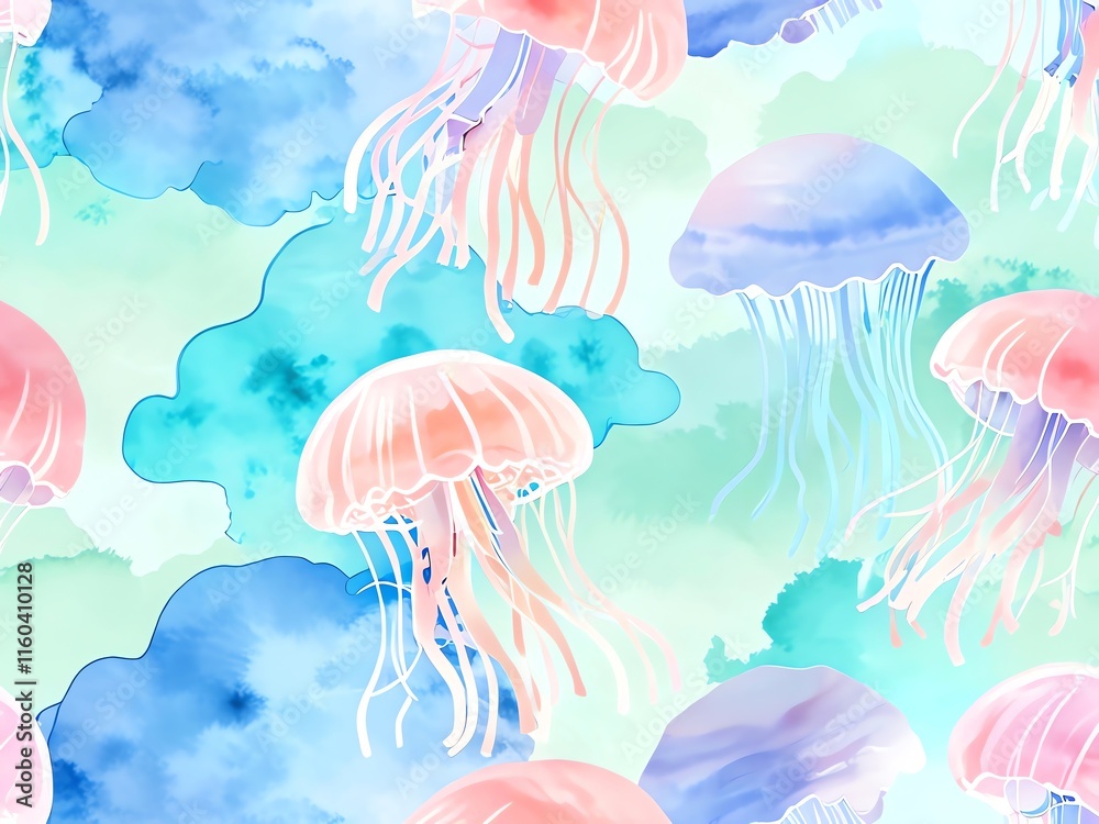 Enchanted Jellyfish Watercolor: A Dreamy Underwater Paradise Enchanted Jellyfish Watercolor: A Dreamy Underwater Paradise