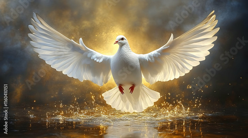 White Dove Soars Above Wate...