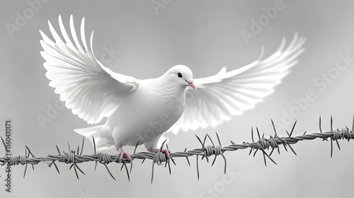 White Dove Perches on Barbe...