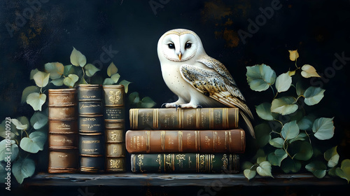 Wise Owl Guards Ancient Boo...