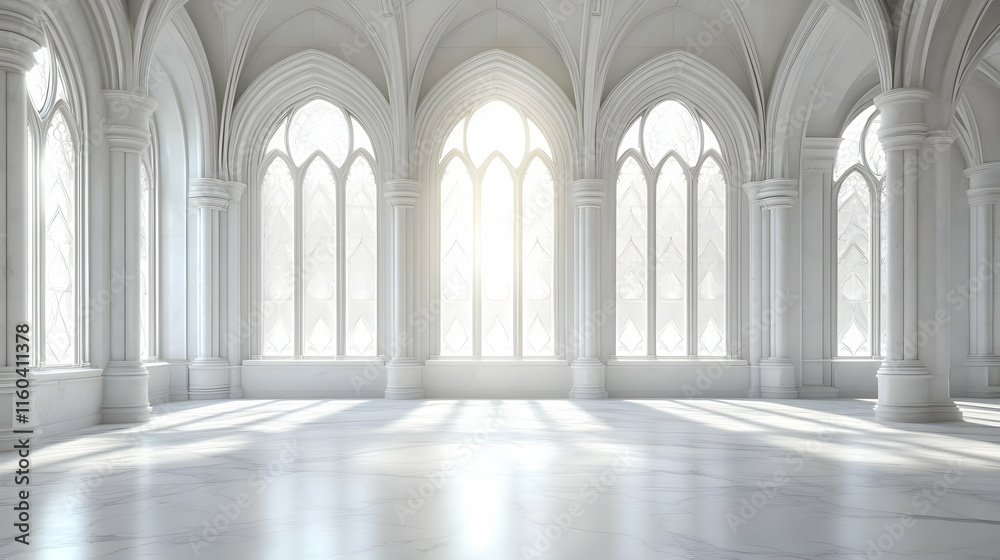 White Hall Architecture Showcases Marble Floor and Arched Windows Elegantly White Hall Architecture Showcases Marble Floor and Arched Windows Elegantly