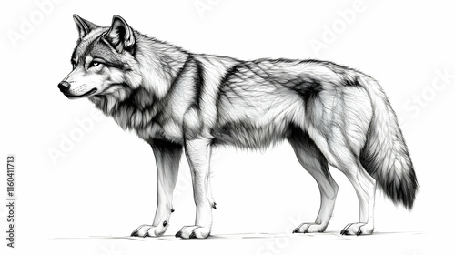 Wolf Stands Alert: Wildlife...