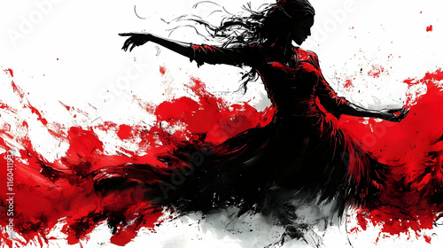 Woman Dances with Red and B...