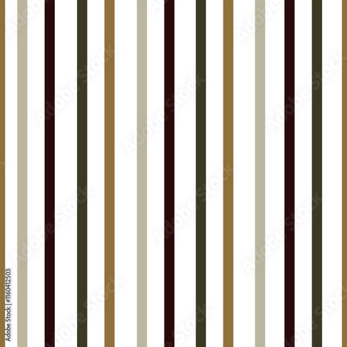 Seamless vintage-style pattern with vertical brown stripes on a white background. The design features timeless and classic appeal, ideal for retro-style projects and textiles.