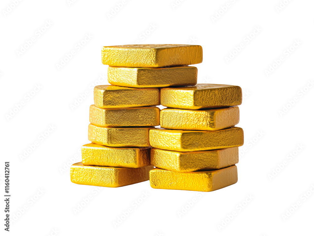 Stacked Plasticine Model of Shiny Gold Coins on Transparent Background Stacked Plasticine Model of Shiny Gold Coins on Transparent Background