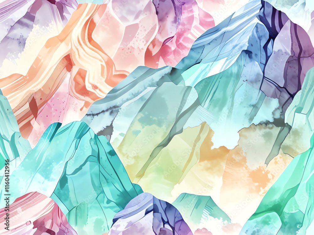 Obraz premium Abstract Watercolor Mountain Range: A Pastel Dream