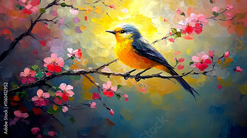 Bird Sits Peacefully on Blo...