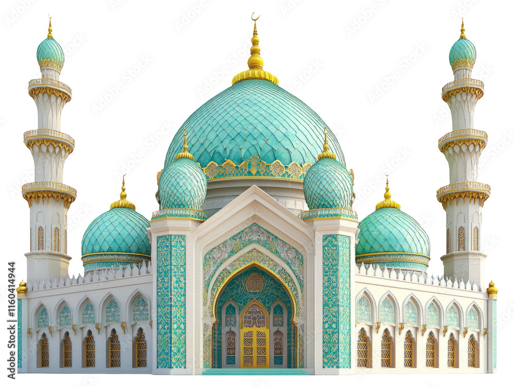Obraz premium Stunning Render of Mosque with Green and Gold Dome in Light