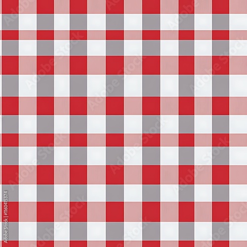 Red and Gray Checkered Seamless Picnic Tablecloth Pattern Design