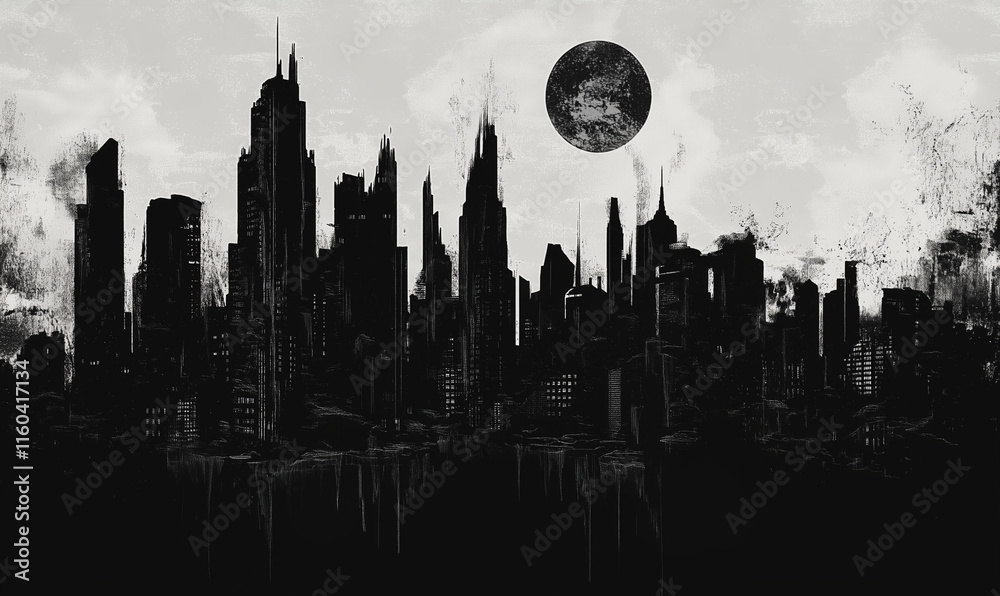 Fototapeta premium city skyline in black