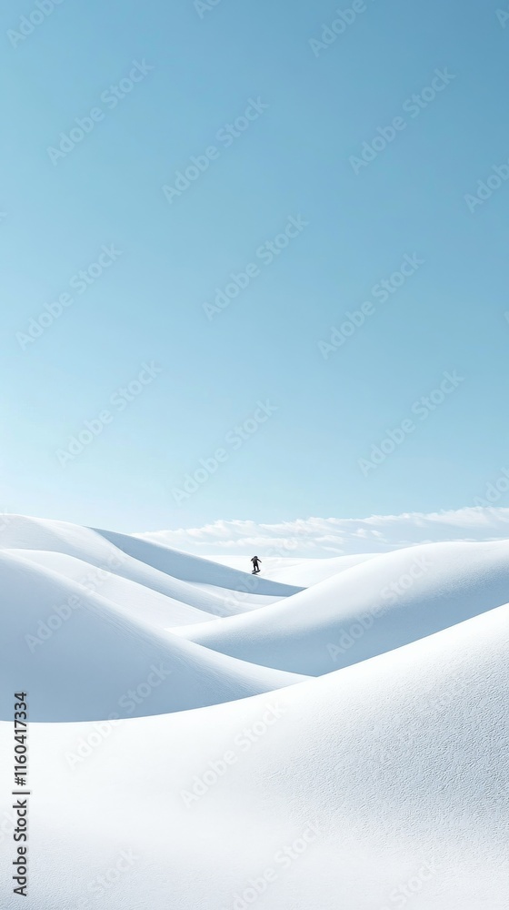 Asnowboarder gliding across a snow-covered slope under a bright blue sky, their board creating graceful arcs in the fresh snow, celebrating World Snowboard Day, Asnowboarder gliding across a snow-covered slope under a bright blue sky, their board creating graceful arcs in the fresh snow, celebrating World Snowboard Day,