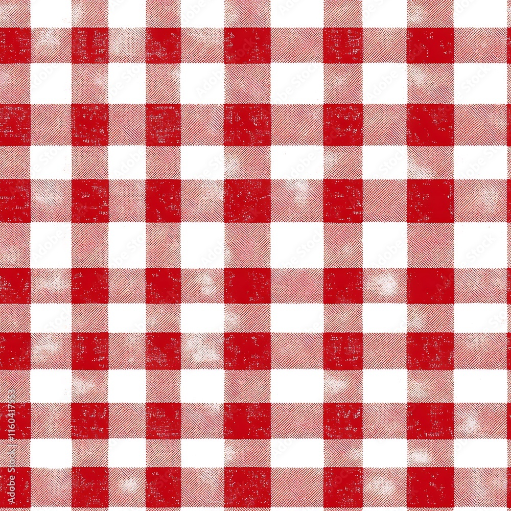 Seamless Red and White Checkered Tablecloth Fabric Print Design Seamless Red and White Checkered Tablecloth Fabric Print Design
