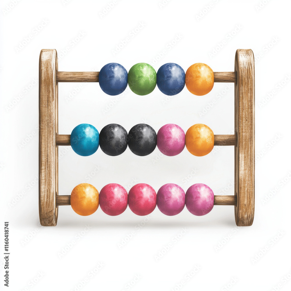Colorful wooden abacus with vibrant beads on display Colorful wooden abacus with vibrant beads on display