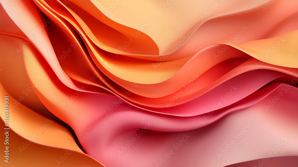 Obraz premium Close-Up Photo: Warmly Hues Swirling Abstract Fabric Textures. AI Generated