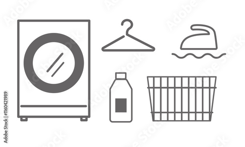 Laundry & Cleaning Icon Set vector material monochrome