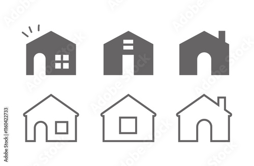 House silhouette icon set vector material monochrome