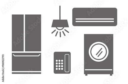 New household appliances icon set vector material monochrome