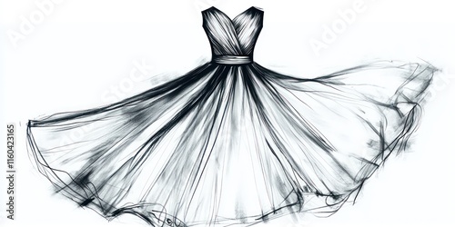 A hand-drawn sketch of a dress icon, used for a fashion website or brochure.