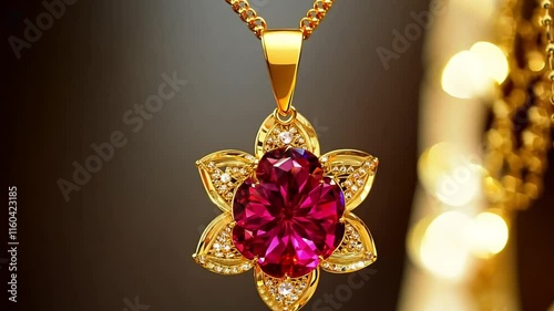 Ruby Flower Necklace. generative ai