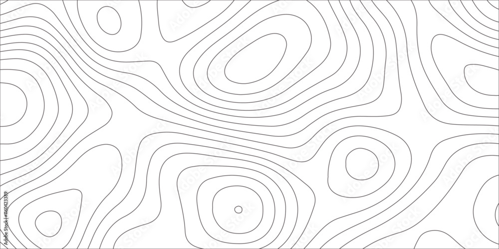 Fototapeta premium Abstract white contour wave lines topographic background, lines map seamless pattern, modern wallpaper texture and realistic design used for banner and posters, mountain relief geographic pattern.